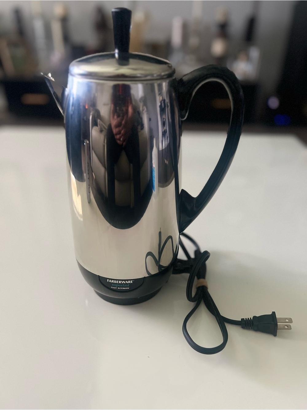 Vintage Farberware 12 cup Stainless Coffee Percolator - Silver & Black